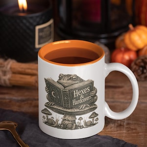 Witchy Frog Mug, Book Lover Coffee Cup, Gothic Reader Gift