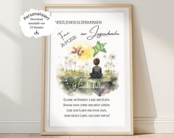 Gepersonaliseerd geldcadeau voor de vormsel van een jongen, wensvervulling, lastminutecadeau, direct te downloaden PDF, cadeau, felicitaties