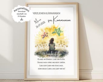 Regalo de dinero personalizado para la Primera Comunión | Regalo de dinero para la Primera Comunión hecho por ti mismo | Regalo creativo para niñas y niños | PDF Digital A4 A5 A3