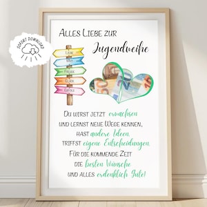 Geldgeschenk Jugendweihe | Wunscherfüller | Last Minute Geschenk zur Jugendweihe PDF Sofort Download | Geschenk | Glückwunsch