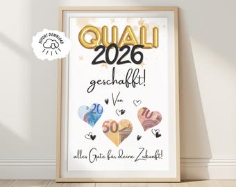 Regalo in denaro per il diploma di maturità del 2026 (Quali 2026) disponibile per la stampa immediata | Regalo per il diploma di maturità | Diploma di scuola secondaria | Regalo dell'ultimo minuto | Download PDF immediato