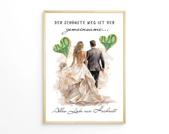 Geldgeschenk Hochzeit | Hochzeitsposter | kreatives DIY Geschenk | Brautpaar Geschenk | Hochzeitsgeschenk Geld | Last minute Sofort Download