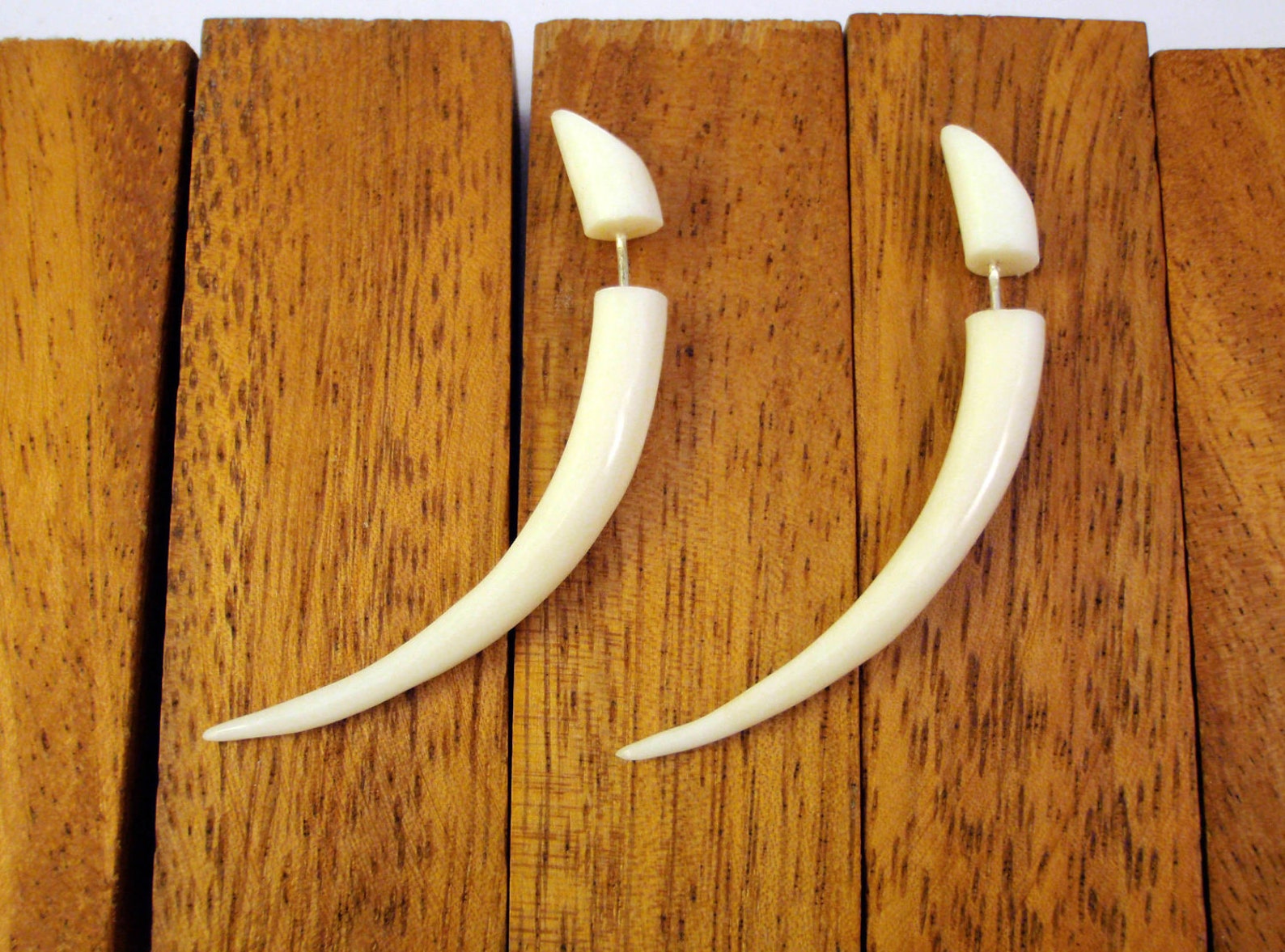 Bone Fake Gauges Bone Earrings Talon Tribal White Bone Organic | Etsy