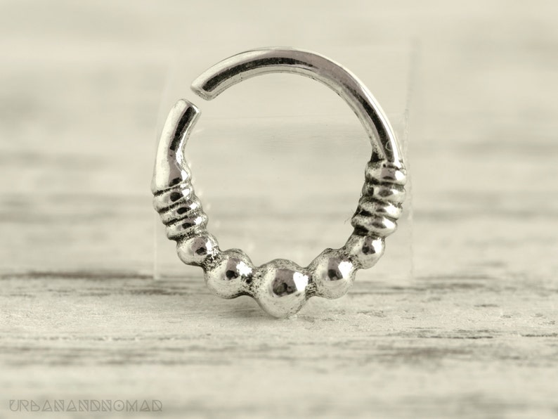 Septum Ring Piercing Nose Ring Body Jewelry Silver Bohemian Fashion Indian Style 14g Christmas Gift SE019R SS