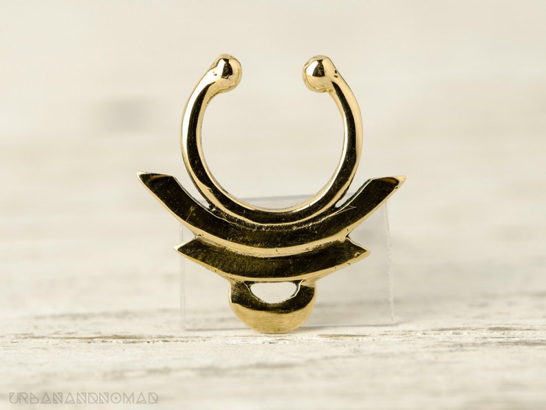 Fake Septum Ring Piercing Nose Ring Body Jewelry Sterling Silver Bohemian Fashion Indian Style 14g Christmas Gift SE020F