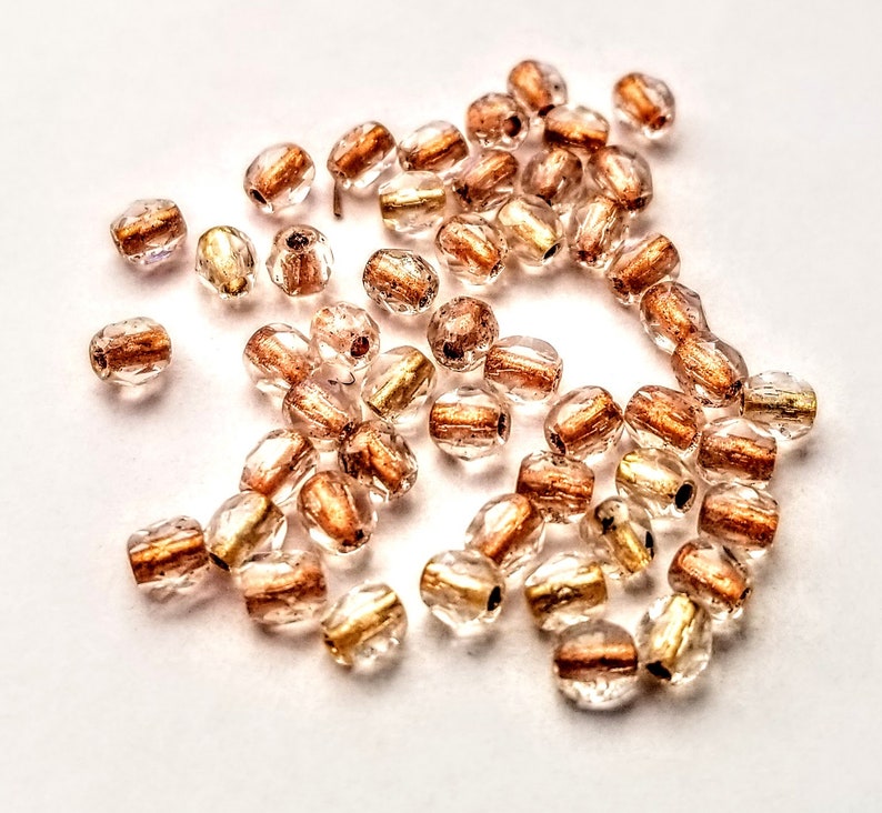 3mm Fire Polished Rounds Czech Glass Copper Lined Crystal