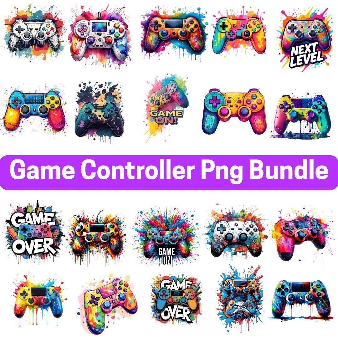 Gamer PNG Clipart Bundle, Game Controller Designs (digital Download ...