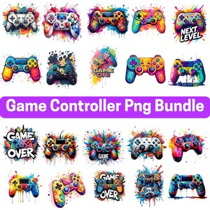 Gamer PNG Clipart Bundle, Game Controller Designs (Digital Download, Commercial Use)