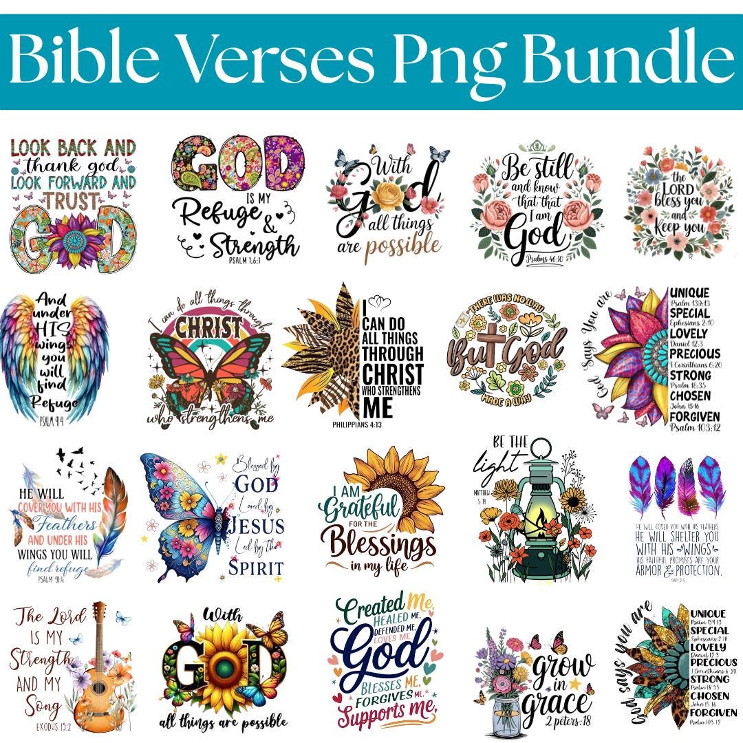 Scripture Png Bible Verse PNG Bundle, Scripture, Faith, Religious Graphics (digital ...