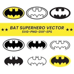 Bat Superhero Logo Clipart, Kids Cartoon Symbol (svg, png, eps, dxf Digital Download)