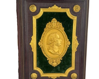 Antiguo 1859 Schiller's Gedichte Encuadernación de lujo Cuero dorado Folio grande Stuttgart Cotta