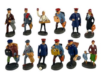 Vintage Elastolin Lineol Railway Figures – Hand Painted – Made in Germany