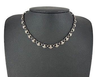 Collar vintage de plata 835 con cadena de eslabones en forma de abanico estilo Art Déco, 43 cm.