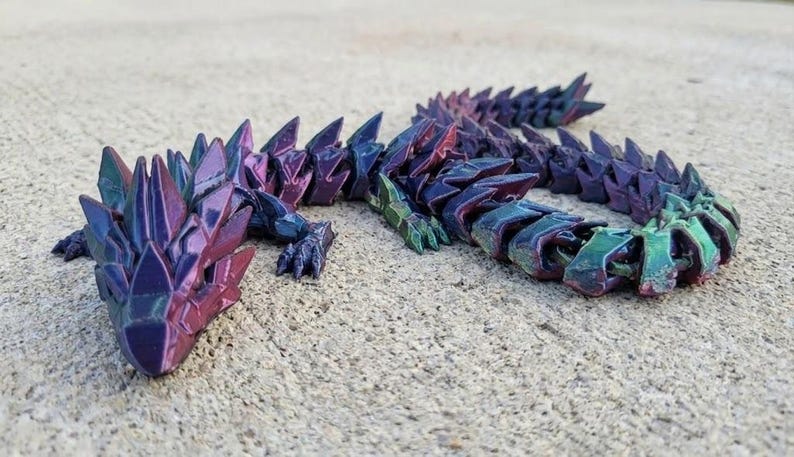 Articulated Crystal Spine Dragon STL | Flexi Dragon 3D Print File - Etsy