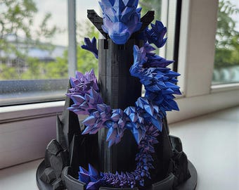Crystal Dragon Display Stand STL | Fantasy Dragon Base 3D Print File