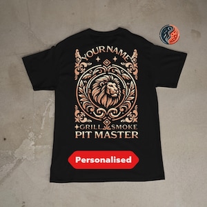 T-shirt barbecue personnalisé Pit Master, nom personnalisé tatouage style cadeau barbecue, t-shirt fumée de gril, cadeau pour papa, chemise amateur de barbecue