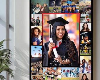Graduation Photo Collage Poster, Class of 2026 Memories (Digital PDF Template)