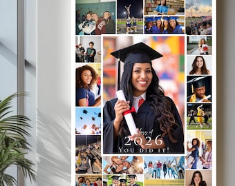 Graduation Photo Collage Poster 2026, Personalized Senior Memories (Digital PDF)