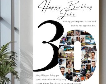 Personalized 30th Birthday Photo Collage Poster (Digital Download)