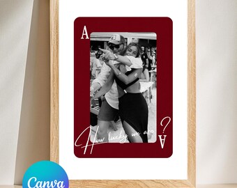 Ace of Hearts Couple Wall Art, Playing Card Photo Print, Personalized Romantic Poster, Modern Love Decor,Gift end Boyfriend Digital Download