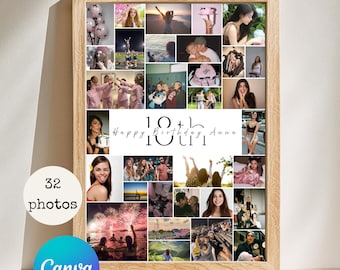 18th Birthday Photo Collage Poster, Personalized Milestone Celebration (Digital Download)