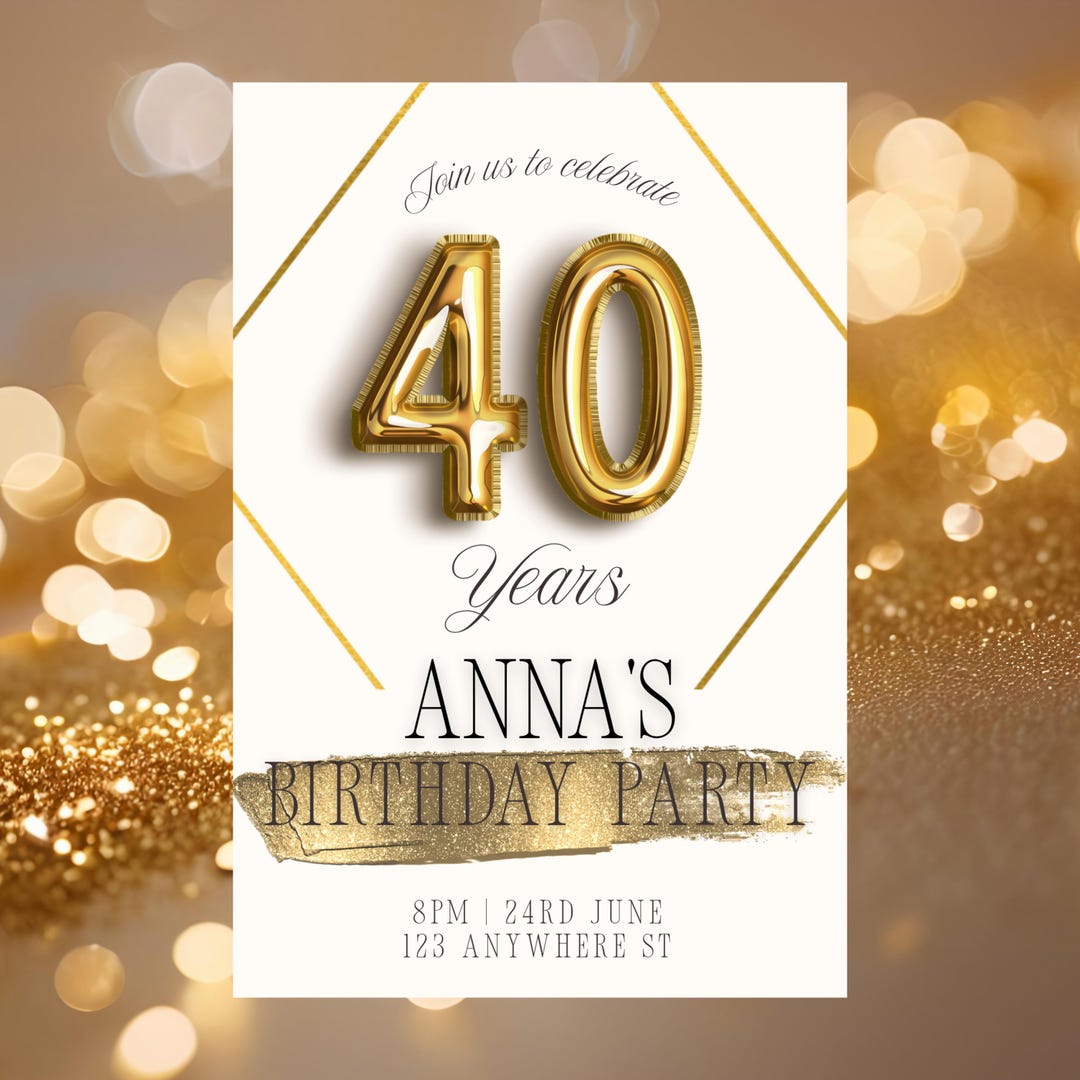 40th Birthday Invitatio Phone, Printable or Digital Invite, Evite ...