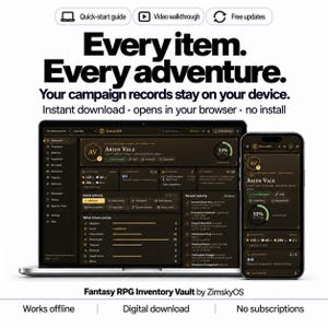 TTRPG Inventory Tracker App | Character Loot, Magic Items & Treasure | Game Master Tools, Works Offline