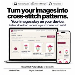 Cross Stitch Pattern Maker App | Photo to Cross Stitch Pattern, DMC Thread Chart & Stitch Tracker | Offline, No Subscription