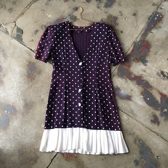 1920s Style Drop Waist Polka Dot Sunday Dress