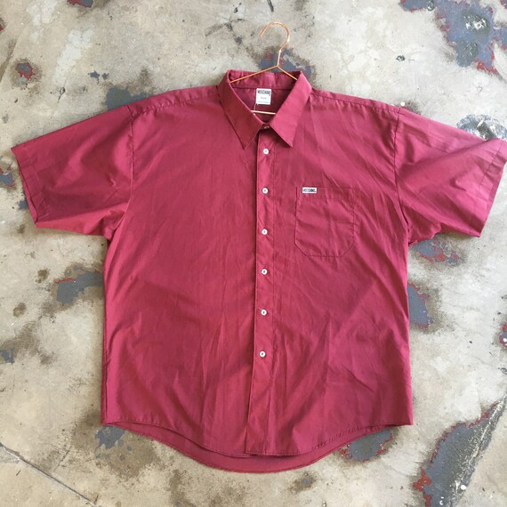Burgundy Moschino Short-Sleeve Collared Shirt XL