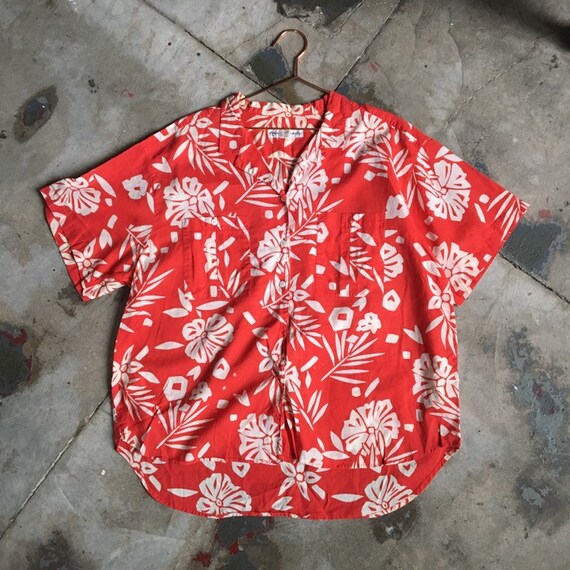 70s Gloria Vanderbilt Hawaiian Oversized Cotton Bu