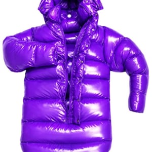 Glänsande täckdräkt med huva, avtagbar bubbeloverall, glansig vintersnowoverall, isolerande ytterkläder i nylon