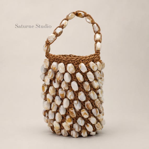 Stone Covered Mini Summer Bag Raffia Style Tote Bag