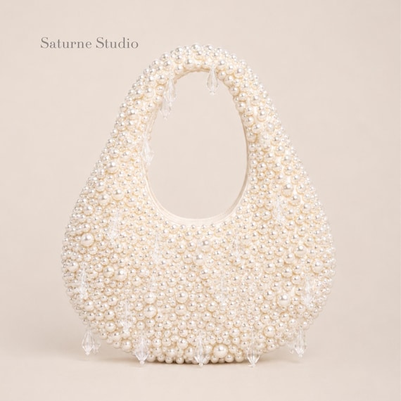 Pearl Beaded Bag Pearl Bridal Clutch Wedding Purse