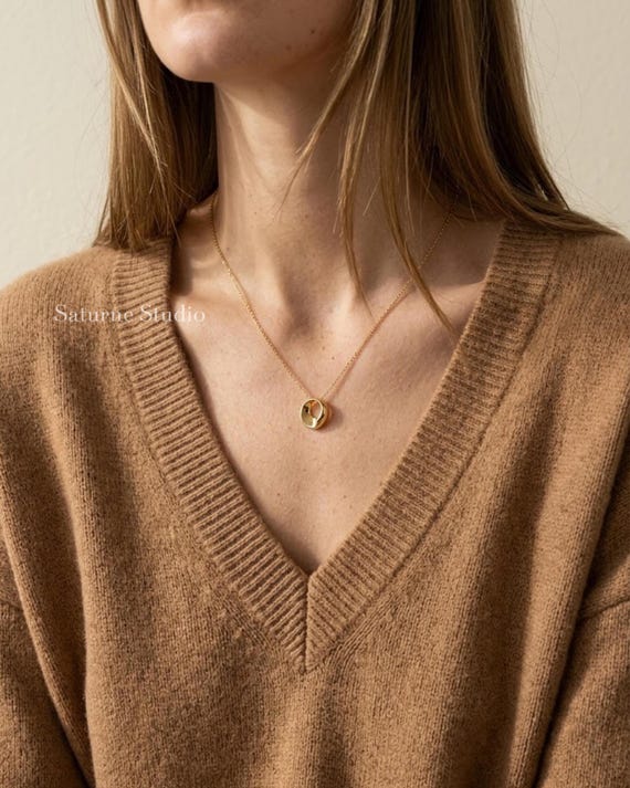 Sculptural Open Circle Necklace, 18K Gold Plated Sterling Silver Necklace, Minimalist Gold Necklace, Everyday Jewelry, Gift for Her