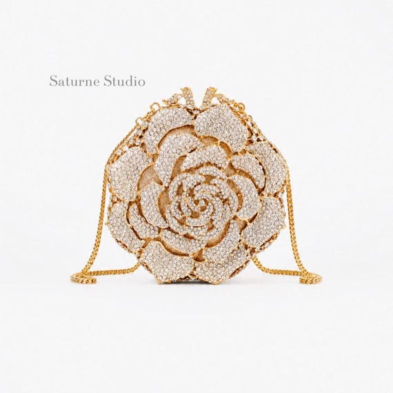 Rhinestone Bridal Clutch Bag Wedding Guest Clutch Crystal Floral