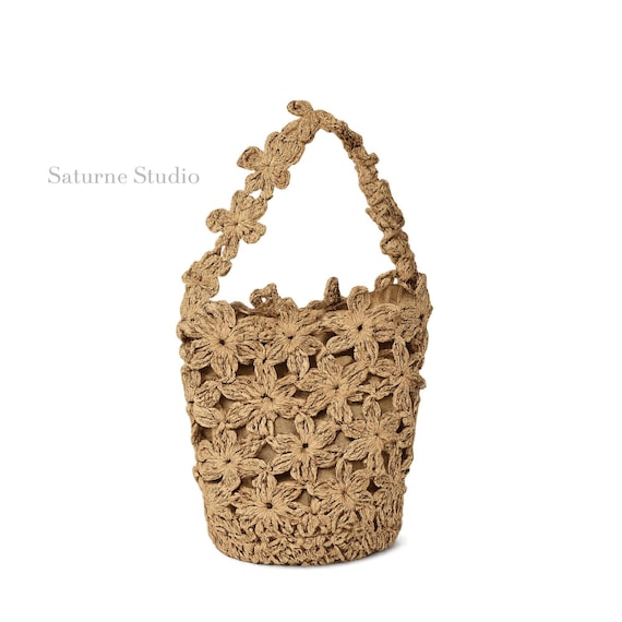 Floral Raffia Effect Tote Bag Woven Summer Mini Tote
