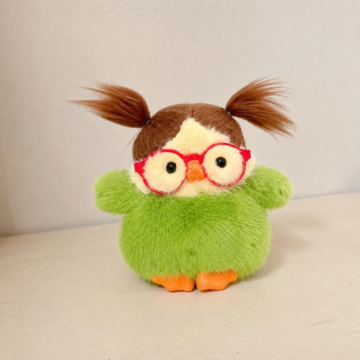 Cute Plush Owl Doll with Glasses, Handmade  Stuffed Animal, Soft Fuzzy Desk Companion, Adorable Gift
