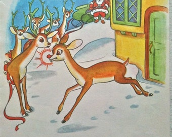 Vintage Illustration Rudolph the Red Nosed Reindeer 1960