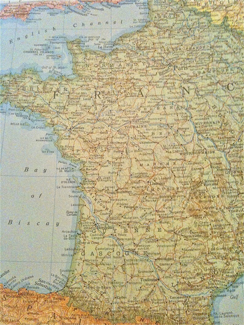 Vintage 2 Sided Map Of France And England 1949 Rand McNally | Etsy