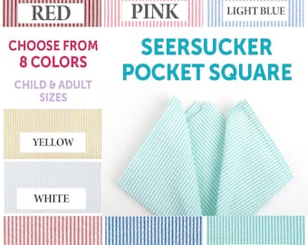 Seersucker pocket square, men's pocket square, child's pocket square, men's handkerchief, adult handkerchief, striped pocket square, mint