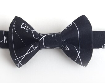 Chemistry Bow Tie, math bow tie, black bow tie, men's bow tie, boys bow tie, toddler bow tie, baby bow tie, science bow tie, black bow tie