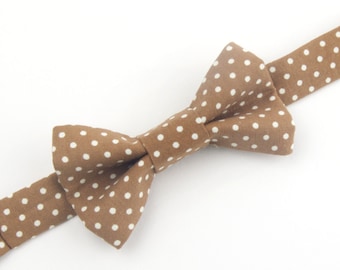 Corbata de lazo de lunares marrón, pajarita de punto marrón, pajarita marrón, pajarita marrón y blanca, pajarita de los niños, pajarita de los hombres, pajarita para niños, corbata marrón