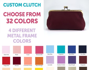 Choose your color clutch, custom purse, blush pink clutch, wedding clutch, bridal clutch, bridesmaid clutches, burgundy clutch, evening bag