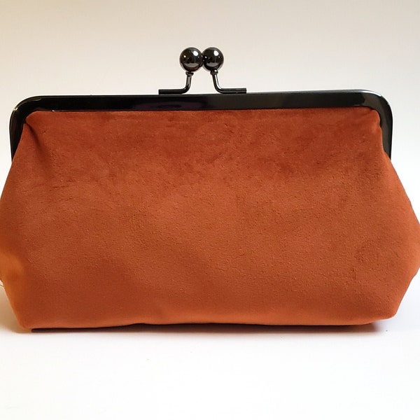 Rust Velvet clutch, orange velvet clutch, velvet clutch, rust evening bag, orange handbag, velvet clutch, bridal clutch, copper velvet