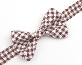 Brown Gingham Bow Tie, brown check bow tie, men's bow tie, boy's bow tie, kid's bow tie, gingham bow tie, brown bow tie, men's accessories
