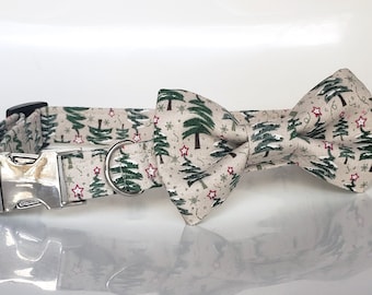 Christmas dog collar and bow tie, christmas tree dog collar, christmas dog collar, christmas cat collar, christmas dog bow tie, trees collar