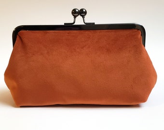 Rust Velvet clutch, orange velvet clutch, velvet clutch, rust evening bag, orange handbag, velvet clutch, bridal clutch, copper velvet