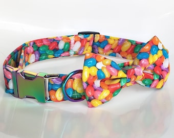 Jelly Bean Dog Collar, dog collar with bow tie, cat collar, easter dog collar, easter cat collar, easter dog bow tie, jelly bean collar