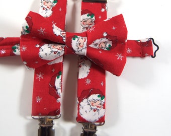 Santa bow tie and suspenders, christmas bow tie, christmas suspenders, santa bow tie, santa suspenders, boy's bow tie, santa accessories